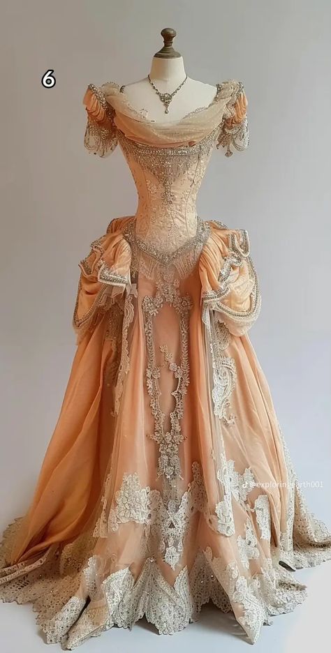 Bridgerton Ball Outfits, 1800s Royal Fashion, Mythical Dresses, Met Gala Dresses Ideas, Victorian Aesthetic Dress, Ornate Outfit, Regal Dresses, Elegant Royal Dresses, Fantasy Ball