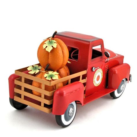 Small Pumpkin Truck Old Truck Decor, Fall Craft Fairs, Red Truck Decor, Truck Decor, Christmas Red Truck, White Truck, Vehicle Decor, Screen Room, Pumpkin Truck