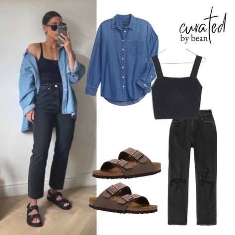 Jean Chambray Shirt Outfit, Jeans Shirt Outfits For Women, Jean Oversized Shirt Outfit, Denim Shirt With Dress Outfit, Denim Shirt Casual Outfit, Summer Oversized Shirts, Boyfriends Shirt Outfit, Blue Denim Button Up Shirt Outfit, Blue Boyfriend Shirt Outfit