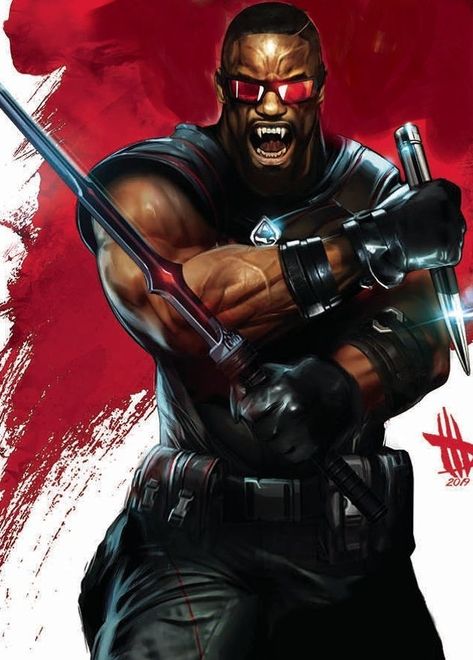 Blade Marvel Art, Blade Vampire Hunter, Eric Brooks, Blade Marvel, Marvel Superheroes Art, Black Panther Art, Marvel Comics Superheroes, Marvel Characters Art, Black Comics