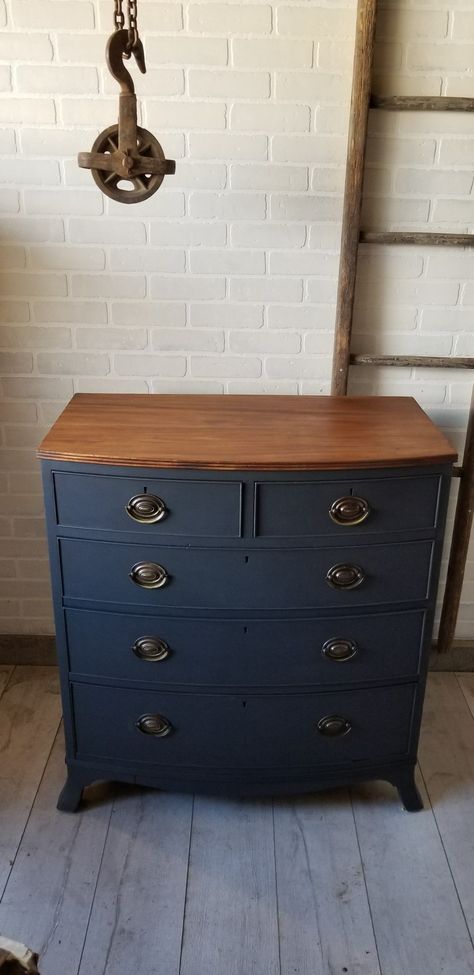 Antique Dresser - Annie Sloan Chalk paint - Napoleonic Blue (with a bit of black added) Annie Sloan Kitchen Cabinets, Annie Sloan Painted Furniture, Dresser Black, Blue Chalk Paint, Boys Bedroom Furniture, Room Needs, Refinishing Furniture Diy, Painting Wood Furniture, Dresser Design