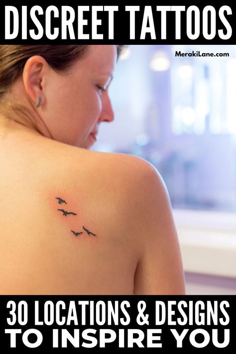 30 Discreet Tattoo Locations and Designs | Tattoo placement is almost as important as the tattoo itself! If you're looking for a small design that can be easily hidden, this post is for you. We've compiled the best feminine tattoo ideas for your arm, back, ear, finger, or the areas completely hidden by clothes. Whether you're looking for a text tattoo with your favorite quote or date, or you want a dainty flower, tiny heart, or a unique constellation, you're sure to be inspired by this post! Back Tattoo Locations, Tattoo Ideas Female Location, Tattoo Placement Plus Size Women, Feminine Tattoo Locations, Woman Tattoo Placement Ideas, Female Tattoo Locations, Round Tattoo Placement For Women, Discrete Tattoo Placement Women, Best Placement For Small Tattoos