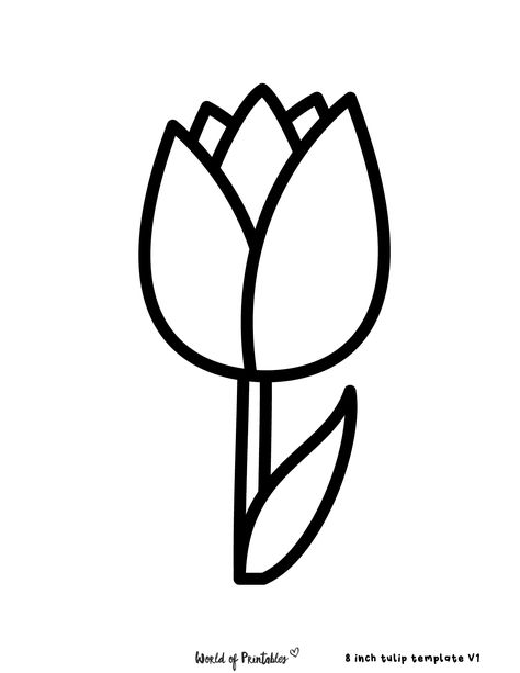 Small Flower Template, Drawing Ideas Tulips, Tulip Drawing Easy, Sketch Of Flowers, Tulip Stencil, Flower Clipart Black And White, Tulip Outline, Tulip Templates Printable Free, Drawing Ideas Easy Flowers