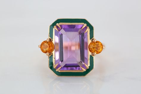 Ugly Rings, Art Deco Inspired Jewelry, Dagobert Duck, Bezel Diamond Rings, Wanderlust Fashion, Ocean Ring, Stones Rings, Amethyst And Citrine, Amethyst Ring Engagement