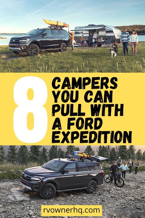 Many first-time RVers assume you need at least a half-ton truck to pull a camper. However, this couldn’t be further from the truth. As there are many full-size SUVs, such as the Ford Expedition that match the towing capacity of half-ton trucks. Allowing you to pull a wide variety of campers. To help narrow down your search though, we created this list to highlight some of the best campers you can pull with a Ford Expedition. Best Places To Travel In Us By Rv, Rv Full Time Living 5th Wheels, F150 Camper Shell, Western Us Rv Trip, Northern Lite Truck Camper, Rv Lifestyle, Cool Campers, Truck Camper, Ford Expedition