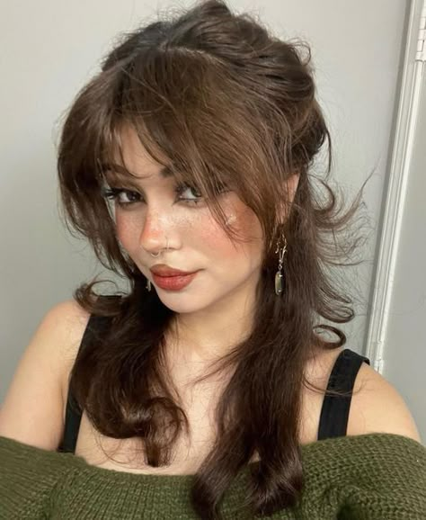 Fairy Layers Hair, Haircuts For Long Hair And Bangs, Prom Hair Inspiration Short Hair, Y2k Flipped Hair, Shoulder Length Hairstyles For Homecoming, 90s 80s Hairstyles, Curly Short Hairstyles Round Face, Wispy Bangs Layers Medium Hair, Formal Hairstyles For Shaggy Hair