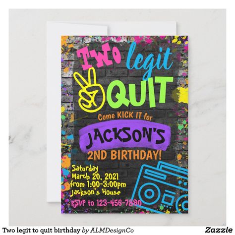 Two Legit To Quit Birthday Invitation, 2 Legit 2 Quit Birthday, Too Legit To Quit Birthday, Two Legit To Quit Birthday Cake, 2 Legit To Quit Birthday Party, Two Legit To Quit Birthday Girl, Two Legit To Quit Birthday Theme Boy, Second Birthday Theme Ideas, Two Legit Birthday