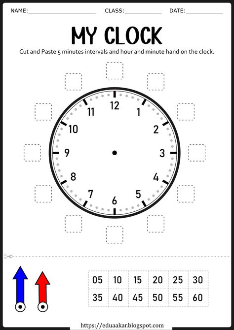 Clock Reading Worksheet, Telling Time 1st Grade, Clock Worksheets For Grade 1, Learning Time Clock Free Printable, Clock Template Free Printable, Reading Worksheets For Kids, Time Worksheets Grade 3, Worksheets 2nd Grade, Math Worksheets For Kids