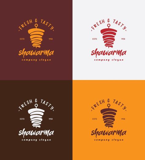 Shawarma logo for restaurants and markets. Shawarma Logo Design Creative, Shawarma Branding, Shawarma Restaurant Design, Shawarma Packaging, Shawarma Logo Design, Restaurant Logos Design, Shawarma Logo, Restaurants Logo, Burger Icon