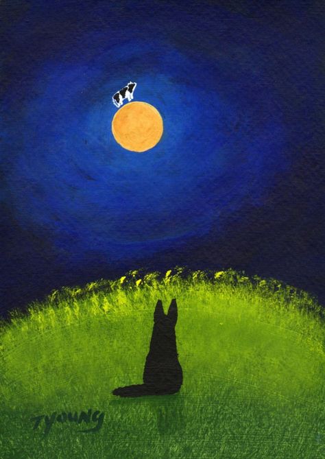 Black German Shepherd Dog art PRINT of Todd Young by ToddYoungArt, $13.99 Black German Shepherd Dog, Whimsical Art Paintings, Black German Shepherd, Young Art, Handmade Dog Collars, Moon Painting, Dog Print Art, Watercolor Paintings Easy, Handmade Dog