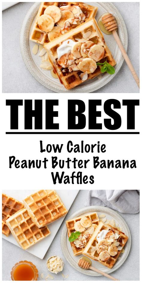 Meal Prep PROTEIN WAFFLES! Low Calorie Waffle Recipe, Protein Waffle Recipe, Banana Waffle Recipe, Low Calorie Peanut Butter, Meal Prep Protein, Recipe Low Calorie, 500 Calories Recipes, Healthy Waffles, Banana Waffles