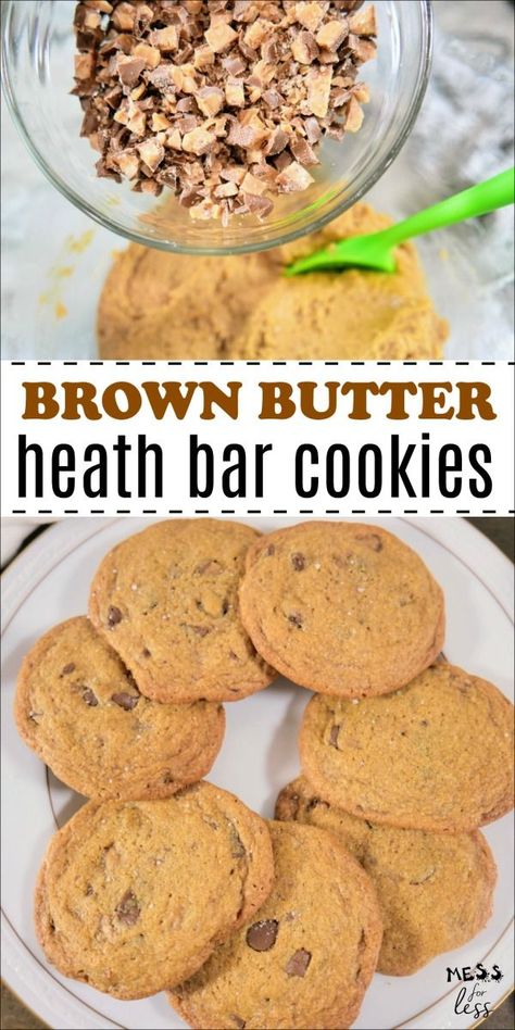 Brown Butter Heath Bar Cookies Heath Bar Cookies, Heath Bar, Butter Pecan Cookies, Heath Bars, Toffee Cookies, Butter Toffee, Christmas Cookies Easy, Buttery Cookies, Bar Cookies