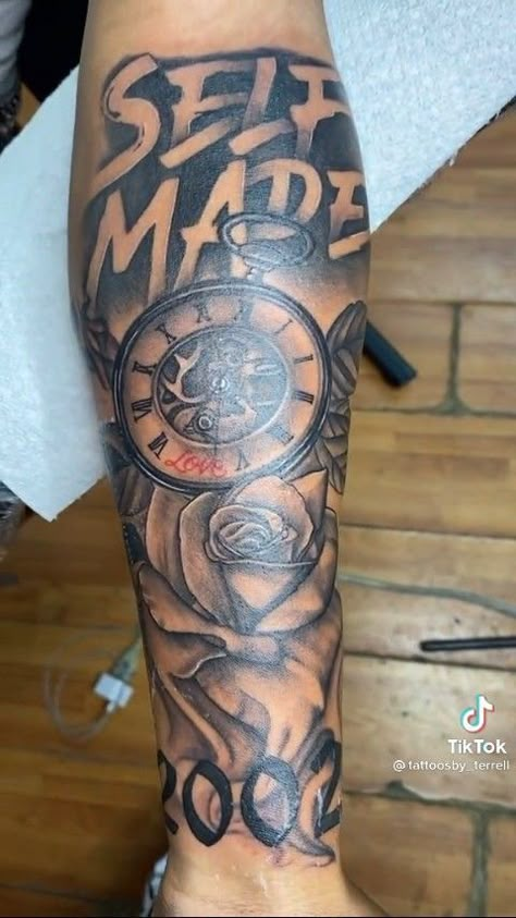 Male Arm Tattoos Forearm, Black Male Tattoos Forearm, Meaningful Half Sleeve Tattoos For Guys, Black Male Tattoos Arm, Self Made Tattoo Men, Male Tattoo Ideas Meaningful, Basketball Tattoos For Men, Black Men Tattoos Ideas Forearm, Forearm Tattoo Men Sleeve Clouds