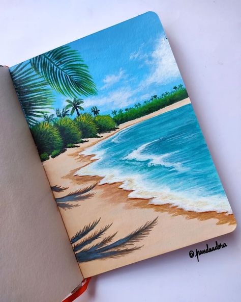 Art On The Beach, Painting Ideas On Paper Watercolour, Acrylic Paint Beach, Painting Ideas People, Ocean Theme Painting, Hard Paintings, Drawing Of A Beach, Drawing Of Beach, Beach Watercolor Paintings