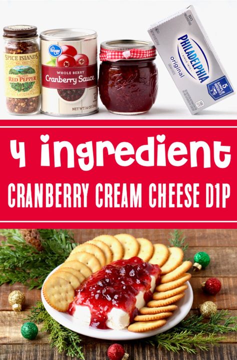 Cranberry Cream Cheese Dip Recipe! Easy Appetizer Recipes are the perfect way to start a party, and this sweet and savory dip is always a hit! Perfect for Thanksgiving Appetizers or Christmas Appetizers, your guests will go crazy for this delicious starter! Just 4 ingredients and 3 minutes, and you're done! Go grab the recipe and give it a try! Dip With Crackers, Cheese Dip Recipes Easy, Cranberry Cream Cheese Dip, Waffle Cone Recipe, Cranberry Dip, Cheese Spread Recipes, Cream Cheese Recipes Dip, Raspberry Jam Recipe, Thanksgiving Appetizers Easy