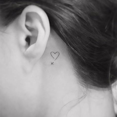 Behind The Ear Tattoo Heart, Nashville Tattoo, Plane Tattoo, Airplane Tattoos, Behind Ear Tattoos, World Tattoo, Free Tattoo, Jewelry Tattoo, Minimal Tattoo