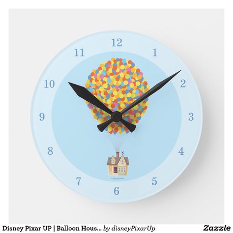 Disney Pixar UP | Balloon House Pastel Round Clock. The whole family can become explorers too thanks to the endless selection of officially licensed items available in Disney's Up store! #Disney #DisneyUP # #personalize #shopping Up Balloon House, Disney Clock, Pixar Party, Up Pixar, Balloon House, Disney Bedrooms, Disney 50th Anniversary, Acrylic Wall Clock, Disney Cards