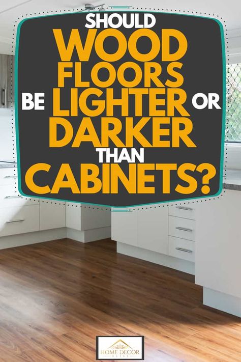 Wood Cabinet Wood Floor, Dark Wood Floors With Oak Cabinets, Light Wood Cabinets Dark Floors, Light Wood Cabinets With Dark Floors, Stained Kitchen Cabinets With Wood Floor, Dark Wood Flooring Kitchen, Staining Oak Cabinets Lighter, Flooring That Goes With Oak Cabinets, Dark Cabinets And Dark Floors