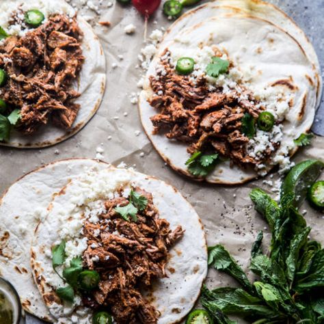 Slow Cooker Al Pastor Lamb Shoulder Tacos - The Curious Plate Pastor Tacos Slow Cooker, Lamb Shoulder Chops Recipes Slow Cooker, Lamb Tacos Slow Cooker, Slow Cooked Lamb Shoulder In Slow Cooker, Slow Cooked Lamb Shoulder, Lamb Shoulder, Cotija Cheese, Chipotle Pepper, Recipe Images