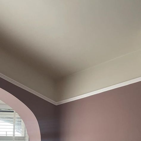 Jayne & Joe on Instagram: "Waking up in a nearly finished bedroom on a saturday morning is pretty delightful isn’t it? ⛅️   South facing room (cloudy day)  Walls below the picture rail - @farrowandball in ‘Sulking Room Pink’  Celing and above the picture rail - @farrowandball in ‘skimming stone’   Drawers - @oak_furniture_land   #masterbedroom #sulkingroompink #farrowandball #skimmingstone #baywindow #bedroomreno #1920shouse #oakfurnitureland" Bedroom Dado Rail Wall Colours, Dusty Pink Wall Panelling, Mauve Bedroom Panelling, Panneling Rooms Bedroom Pink, Bedroom Picture Rail, Picture Rail Bedroom Wall Colours, Dusky Pink Panelling Bedroom, Sulking Room Pink Bedroom, Sulking Room Pink