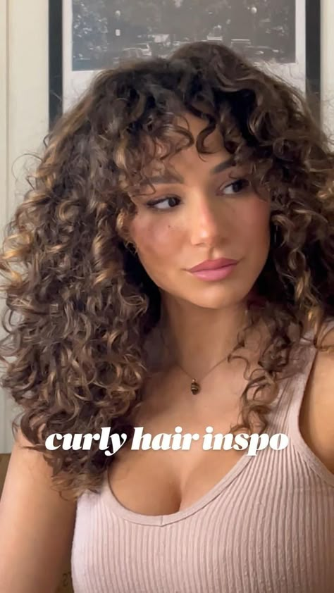 Type 2b Curly Hair Haircuts, Trendy Medium Length Haircuts Curly, Curly Hair Styles Color Ideas, Shoulder Length Shag Haircut Curly, Curly Bangs Highlights, Curly Hair Round Face Plus Size, Wispy Fringe Bangs Curly Hair, Curly Hair Layers Medium Natural Curls, Shoulder Length Curly Hair With Layers Middle Part