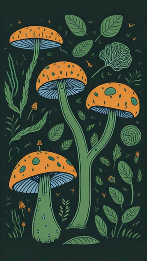 Amanita Muscaria Art, Mushroom Drawing Hippie, Mushroom Mural, Butterfly Tattoos On Arm, Wall Murals Diy, Studio Ghibli Background, Mushroom Wallpaper, Dark Black Wallpaper, Dark Background Wallpaper