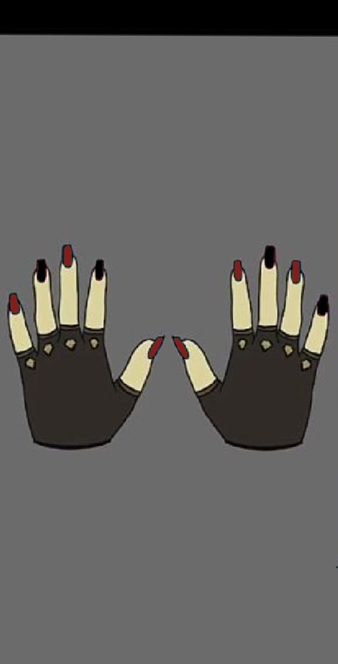 Vi Arcane Nails Design, Easy Red And Black Nails, Nails With 3 Colors, Arcane Nails Vi, Nail Color Patterns, Arcane Themed Nails, Black Red Nail Art, Arcane Nails Design Vi, Black And Red Nails Ideas Short