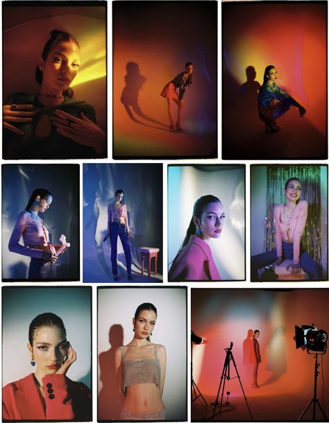 Studio Flash Photography, Creative Studio Lighting, Studio Light Setup, Studio Lighting Setups, Colorful Photoshoot, Lighting Diagram, Unusual Lighting, Photography Set Up, Light Setup