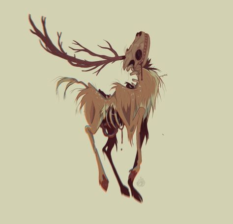 Deer Horror Art, Deer Oc Art, Deer Creepy, Deer Horror, Deer Person, Deer Character Design, Creepy Deer, Deer Monster, Deer Oc