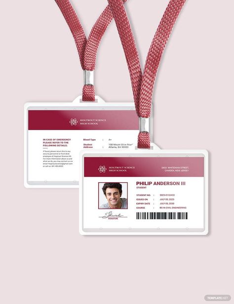 Student Id Card Template Student Id Card Template, Student Business Cards, Student Id Card, Identity Card Design, Student Id, Make Business Cards, Illustrator Template, Card Templates Printable, Id Card Template