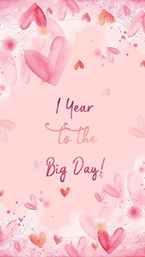 1 year to go until the big day! One Year To Go Wedding Countdown, 365 Days Until Our Wedding, Editing Quotes, Insta Editing, Wedding Day Quotes, Dessert Table Sign, Pink And White Weddings, Rings Ideas, Dusty Rose Wedding