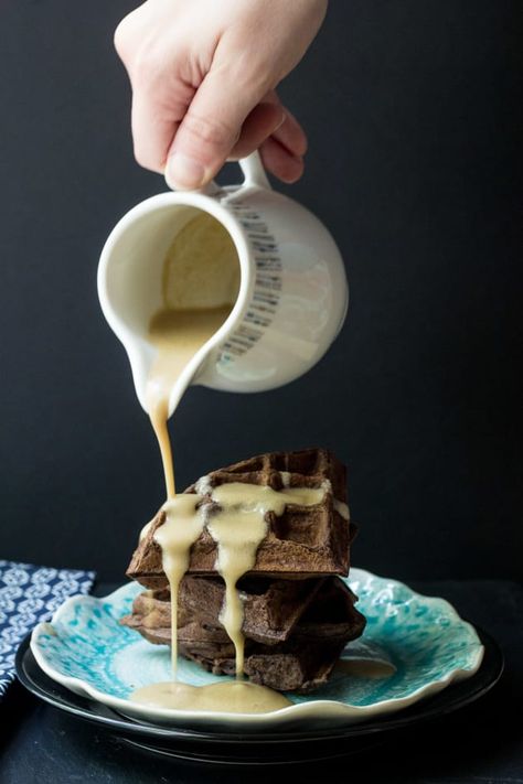 Chocolate Waffles with Whiskey Butter Sauce is the ultimate brunch waffle. The whiskey butter sauce will make you swoon. Whiskey Butter, Best Brunch Dishes, Brunch Waffles, Whiskey Chocolate, Buttermilk Waffles, Sweet Sauces, Chocolate Waffles, Breakfast Sweets, Kindergarten Fun