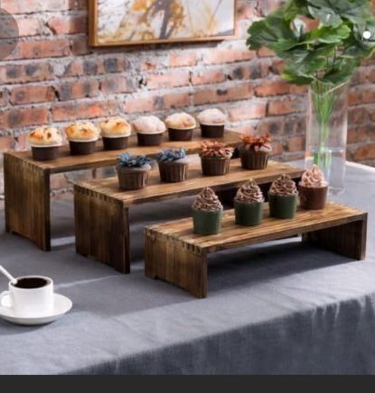 Wood Retail Display, Wooden Cupcake Stands, Craft Market Display, Wood Riser, Catering Display, Bakery Items, Craft Booth Displays, Cupcake Stands, Display Risers