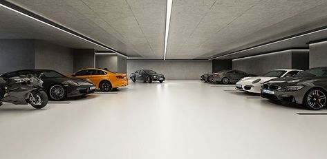 Huge Garage With Cars, Luxury Car Garage Design, Garage Ceiling Ideas, Huge Garage, Bedroom Built Ins, Modern Bungalow House Design, Garage Design Interior, Garage Ceiling, Luxury Car Garage