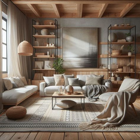 Modern Rustic Living Room Modern Lodge Living Room, Modern Rustic Living Room Ideas, Rustic Living Room Ideas, Modern Rustic Style, Modern Rustic Living Room, Cozy Style, Rustic Living, Rustic Living Room, Contemporary Designs