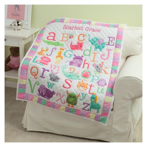 Zoomie Kids Kistler Personalized ABC Quilt | Wayfair Abc Quilt, Sherpa Baby Blanket, Best Baby Blankets, Plush Baby Blankets, Nursery Quilt, Quilted Baby Blanket, Baby Quilt Patterns, Childrens Quilts, Cotton Baby Blankets