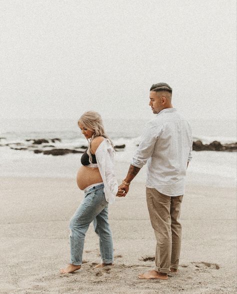 Ripped Jean Maternity Shoot, Maternity Picture Jeans, Maternity Beach Photoshoot Jeans, Casual Jeans Maternity Shoot, Denim Family Maternity Shoot, Calvin Klein Maternity Shoot Beach, Baker Beach Maternity Photos, Calvin Klein Maternity Shoot With Jeans, Casual Beach Maternity Shoot