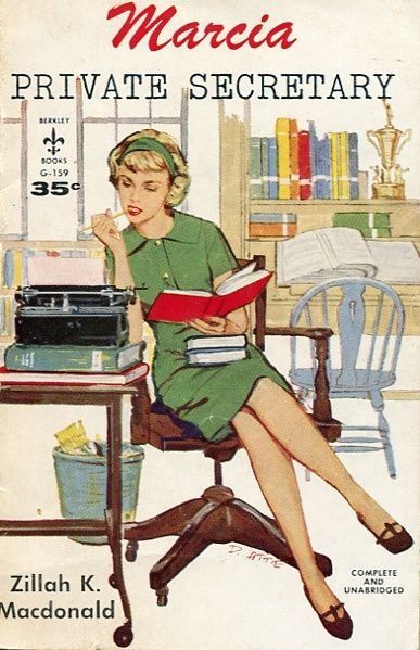 Marcia Private Secretary Pulp Covers, Old Library, Retro Housewife, Vintage Book Covers, Pulp Art, Woman Reading, Vintage Magazines, Vintage Comics, Vintage Magazine