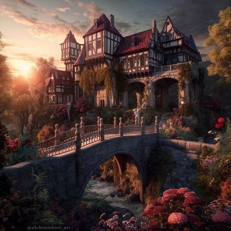 Fairy Landscape, Anime Architecture, Anime Places, Fantasy Town, Episode Backgrounds, Medieval Houses, 3d Landscape, Scenery Background, Landscape Concept