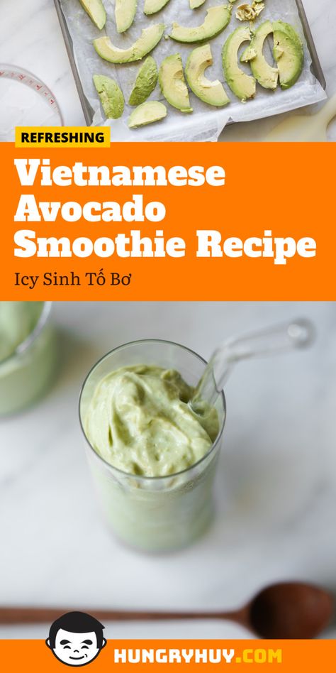 This smoothie recipe puts avocados in the dessert category with its rich, nutty flavor and extra chunky texture that’s made by using frozen Haas avocados. Avocados were originally introduced to Vietnam by the French and became fairly popular ever since. During my recent trip to Vietnam, I noticed an abundance of street vendors selling avocado shakes and smoothies (sinh tố bơ), which piqued my interest in making this recipe. Avacodo Smoothie, Avocado Drink, Vietnamese Desserts, Avocado Shake, Avocado Snack, Freeze Avocado, Avocado Smoothie Recipe, Trip To Vietnam, Shakes And Smoothies