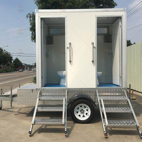 Mobile Toilet, Outdoor Camping Toilet Ideas, Portable Toilet For Car, Container Public Toilet Design, Portable Toilet For Camping Diy, Bathroom Trailer, Western Toilet, Outside Toilet, Portable Toilet For Camping