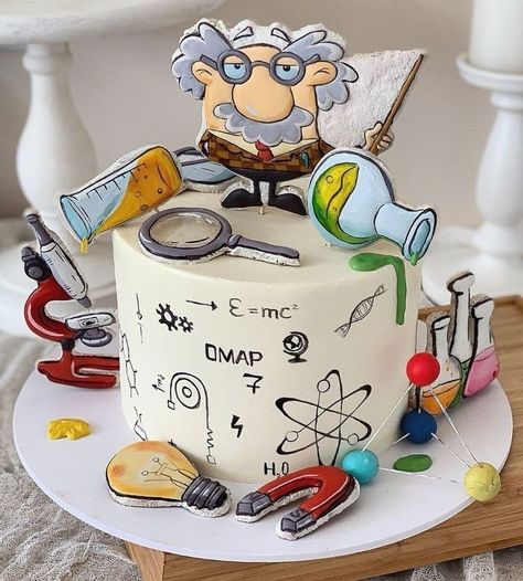 Geek Cake, Science Cake, Mini Torte, Science Birthday, School Cake, Cartoon Cake, Gateaux Cake, Baby Birthday Cakes, Pretty Birthday Cakes