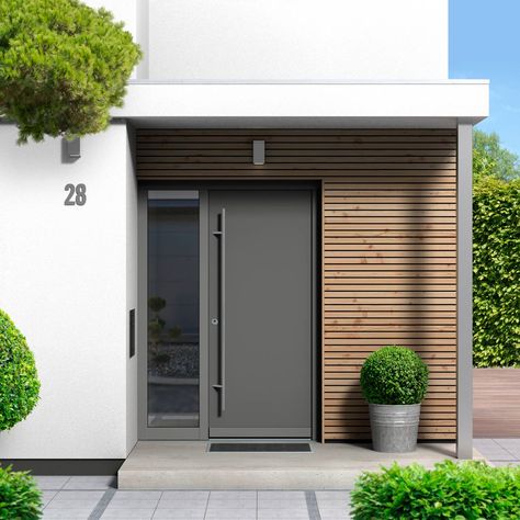 10 Modern Front Doors We are Loving Right Now | Family Handyman Front Door Modern, Modern Front Doors, Pintu Interior, Modern House Numbers Sign, Front Door Ideas, Modern Entrance Door, Modern Exterior Doors, Front Door Paint Colors, Modern Entrance