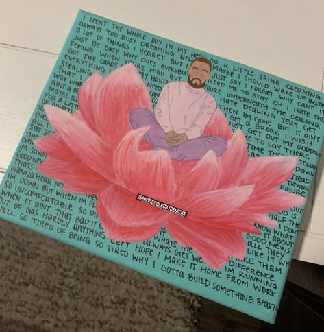 Mac Miller Canvas Painting, Mac Miller Art Painting, Album Cover Paintings On Canvas Easy, Mac Miller Painting, Mac Miller Drawings, Mac Miller Art, Lotus Flower Drawing, Lyrics On Canvas, Zine Design