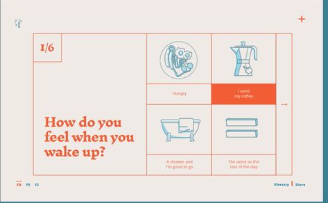 Questionnaires: This immediately makes for a more interactive and enjoyable user experience. It means the user doesn't have to spend ages looking through the website to find specific products, the quiz will remove that middle-man and tailor the products towards them. Not to mention, they're fun. Web Questionnaire Design, Interactive Quiz Design, Glossary Page Design, Quiz Graphic Design, Quiz Website Design, Quiz Design Graphics, Student Questionnaire, Questionnaire Design, Perfume Aesthetic