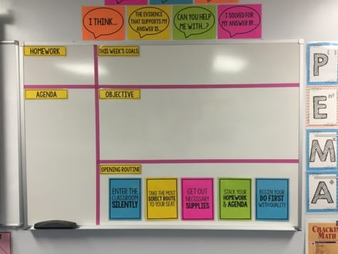 Five great ideas for teacher organization - easy to set up with materials you likely have. Perfect for the middle school classroom! | maneuveringthemiddle.com Middle School Organization, Middle School Classroom Organization, Whiteboard Organization, Tips For Middle School, Middle School Classroom Decor, Middle School Science Classroom, Math Classroom Decorations, Middle School Math Classroom, Classroom Board