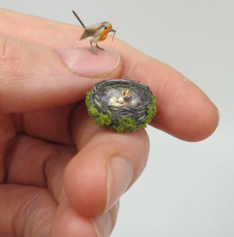 Biologically Accurate Sculptures of Animals by Fanni Sandor Are Smaller Than a Fingernail | Colossal Miniature Sculpture, Colossal Art, Tiny Bird, Tiny Things, Miniature Animals, Animal Species, Clay Miniatures, Etsy Instagram, Miniature Crafts