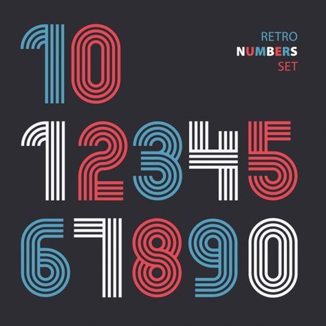 Retro numbers made with lines Free Vecto... | Free Vector #Freepik #freevector #geometric #line #retro #typography 10 Typography Number, Retro Numbers, Typographie Logo, Numbers Typography, Art Deco Fonts, Color Theory Art, School Shirt Designs, Number Fonts, Bottle Design Packaging