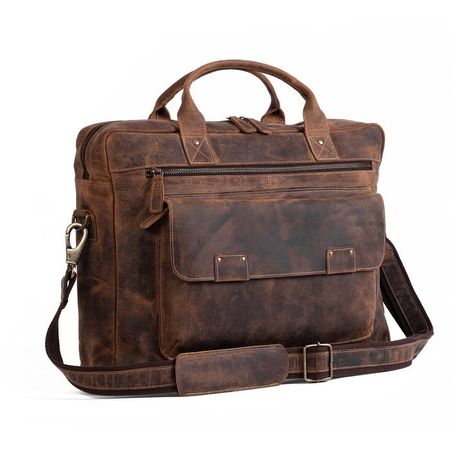 Leather briefcase 18 Inch Laptop Messenger Bags for Men and Women Best Office School College Briefcase Satchel Bag Vintage Leather Messenger Bag, Mens Satchel, Laptop Messenger Bags, Best Office, Duffel Bag Backpack, College Bags, Water Buffalo, Bags For Men, Women Best