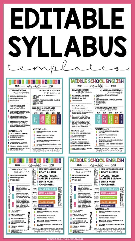 Back to school is just around the corner! Get organized and save time with these personalized & editable syllabus templates. Choose from a variety of designs and formats to create a syllabus that's perfect for your Middle School Science Syllabus, Elementary Syllabus, Middle School Syllabus, Syllabus Design, Teacher Syllabus, Syllabus Template, Class Syllabus, Meet The Teacher Template, Classroom Procedures